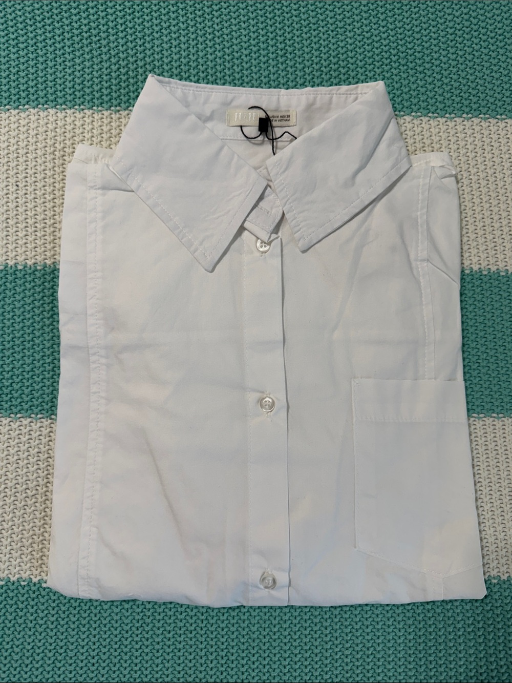 JuJu White Cotton Button-Down Shirt with Pocket